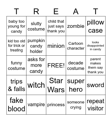 Trick or Treat Bingo Card