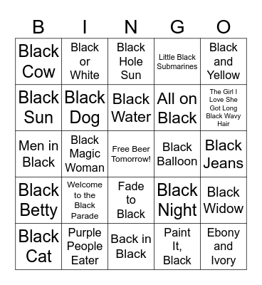 zPaint It Black Bingo Card