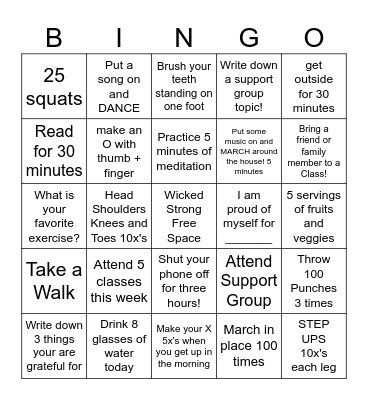 Wicked Strong PD Bingo Card