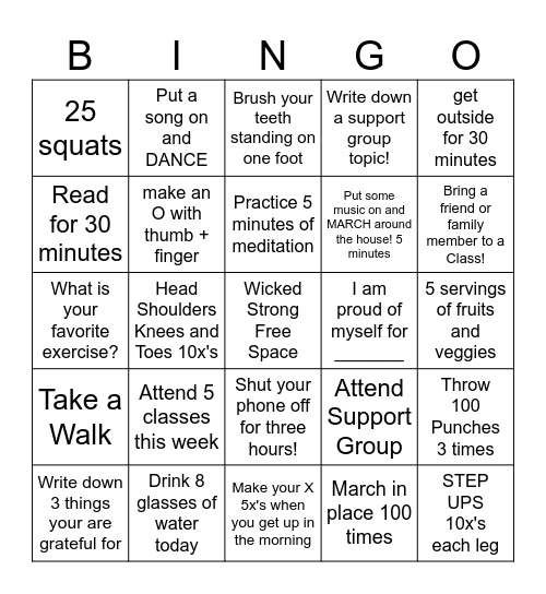 Wicked Strong PD Bingo Card