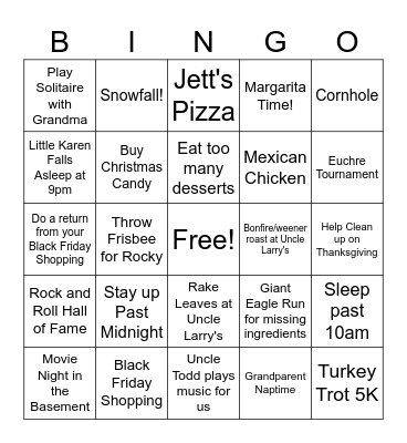 Thanksgiving 2024 Bingo Card