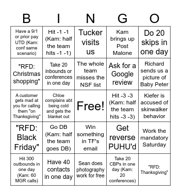 November Bingo Card