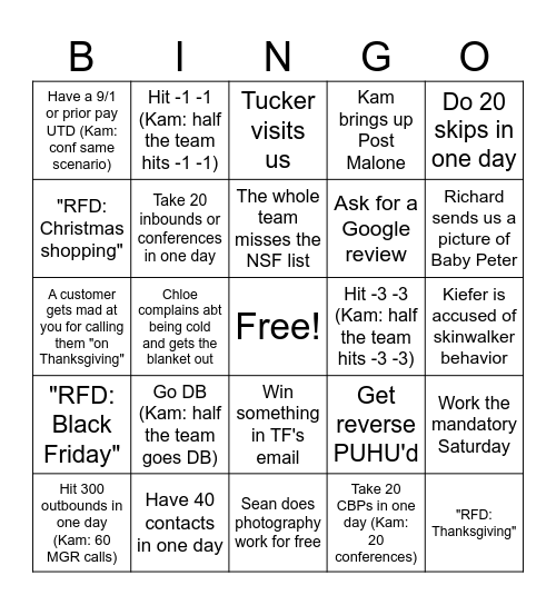 November Bingo Card