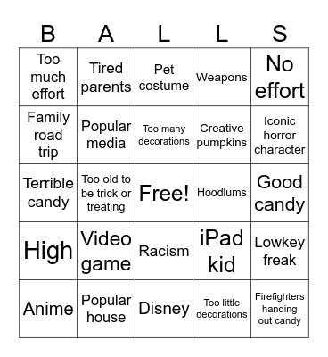 Halloween Bingo Card