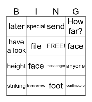 U23 L45 2B Bingo Card