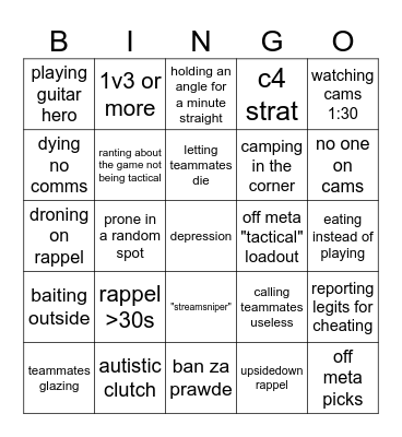 MacieJay Bingo sheet Bingo Card