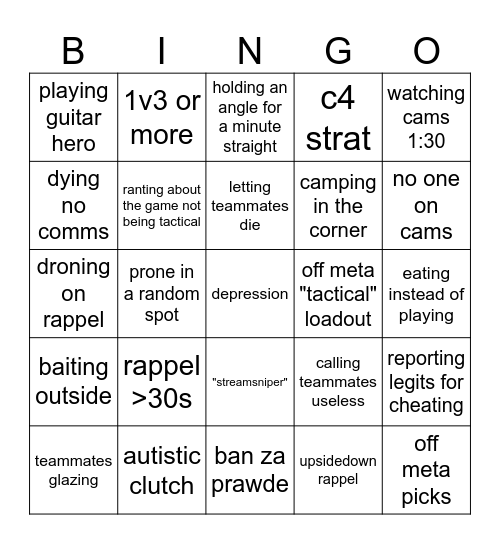 MacieJay Bingo sheet Bingo Card