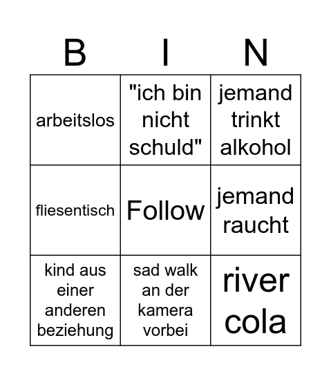 stream Bingo Card