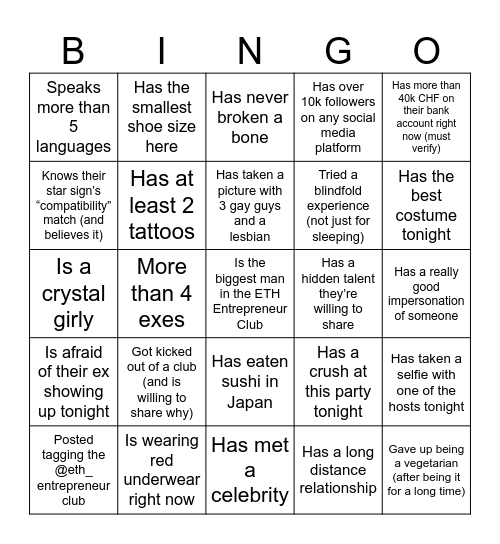 Social Bingo - Zeno x Razvan Bingo Card