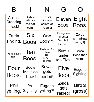 Running of the Boos BINGO! Bingo Card