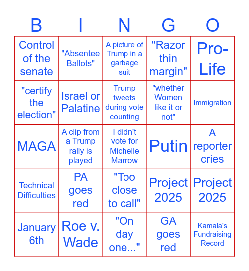 Election Bingo Card