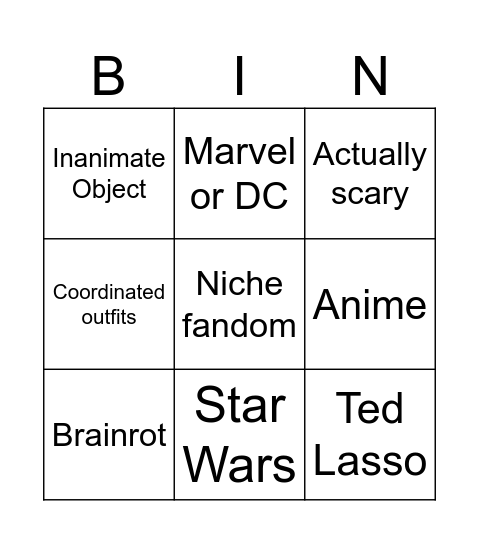 Halloween Bingo Card