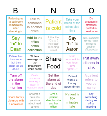 253 Office Game Bingo Card