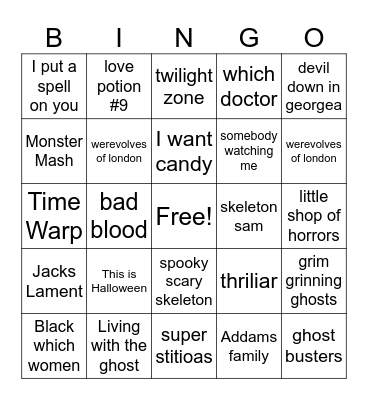 Halloween Bingo Card