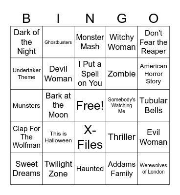 Halloween Bingo Card