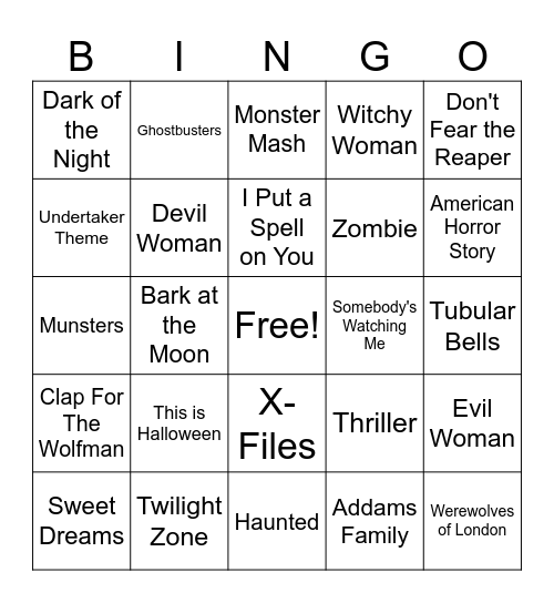 Halloween Bingo Card