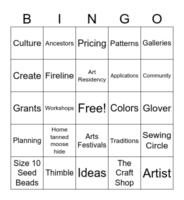 Beading Bootcamp Bingo Card