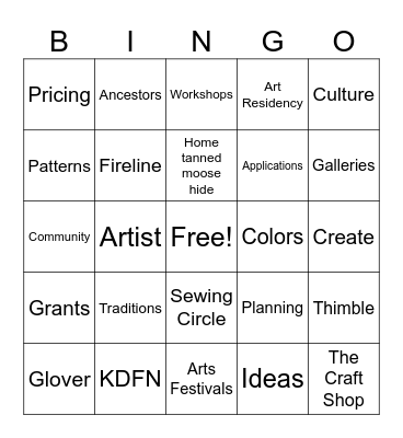 Beading Bootcamp Bingo Card