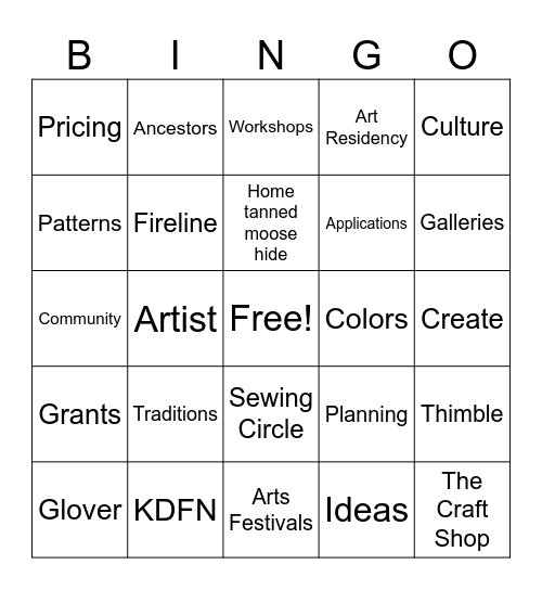 Beading Bootcamp Bingo Card