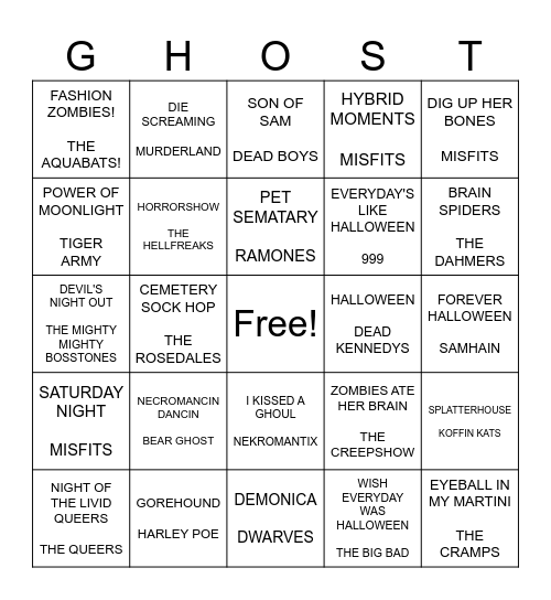 SPOOKY BINGO #2 Bingo Card