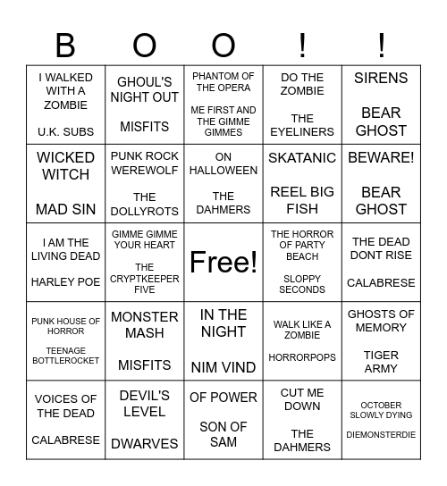 SPOOKY BINGO #3 Bingo Card