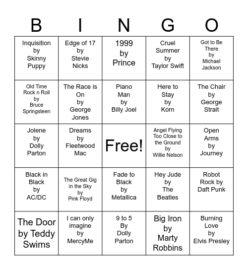 Music Bingo! Bingo Card