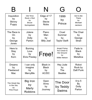 Music Bingo! Bingo Card