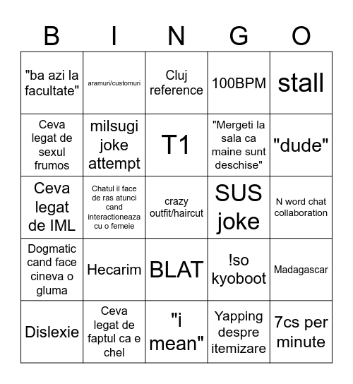 NumeInofensiv Bingo Card