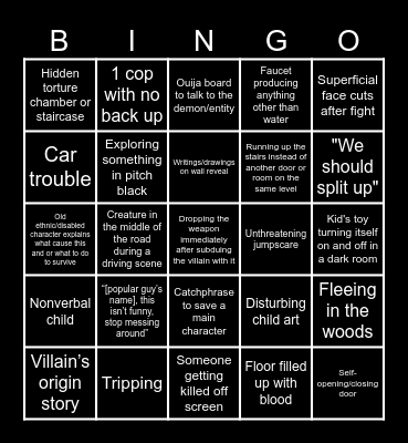 horror movies lalalala Bingo Card