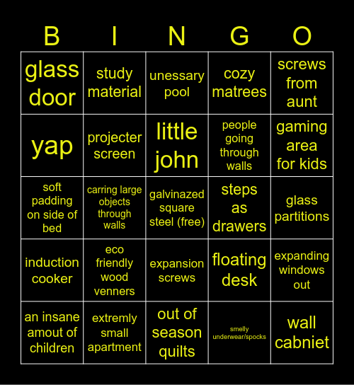 home design bingo Card