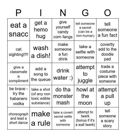 HAPPEE WEEN Bingo Card