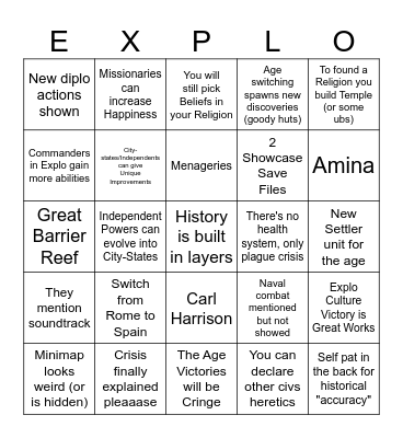 EXPLORATION STREAM IS GO Bingo Card