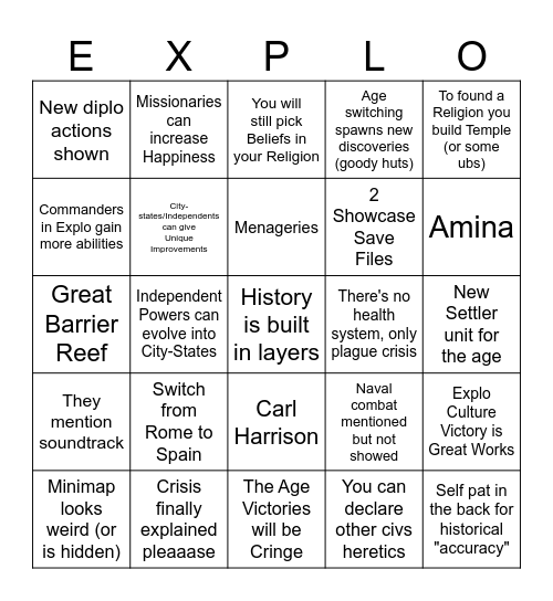 EXPLORATION STREAM IS GO Bingo Card