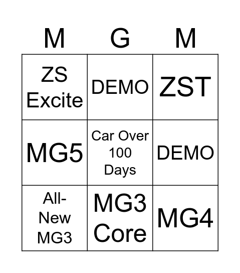 MG NEW Bingo Card