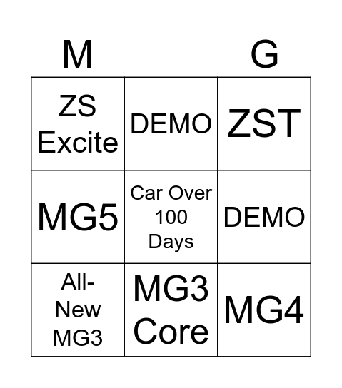 MG NEW Bingo Card
