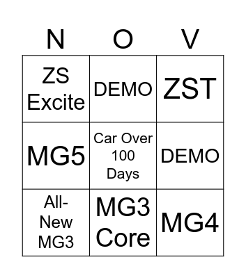 MG NEW Bingo Card
