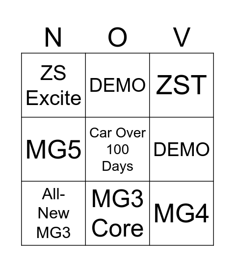 MG NEW Bingo Card