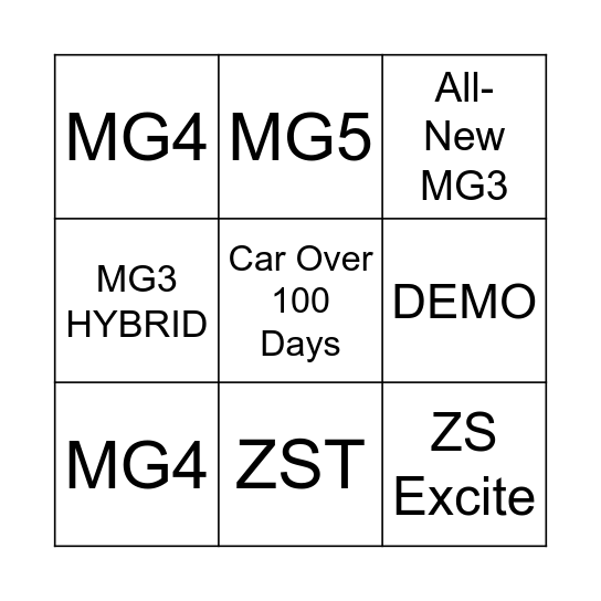 MG NEW Bingo Card