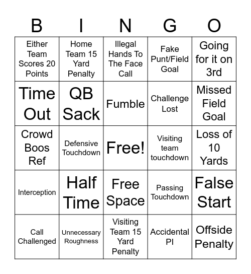 GREY CUP BINGO Card