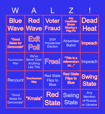 Election Night 2024 Bingo Card