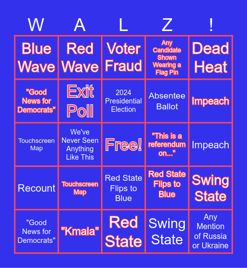 Election Night 2024 Bingo Card