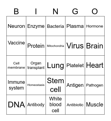 Medicine Bingo Card