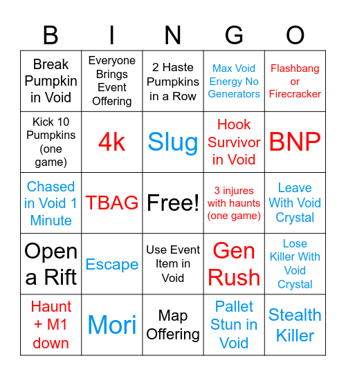 Dbd Halloween Bingo Card