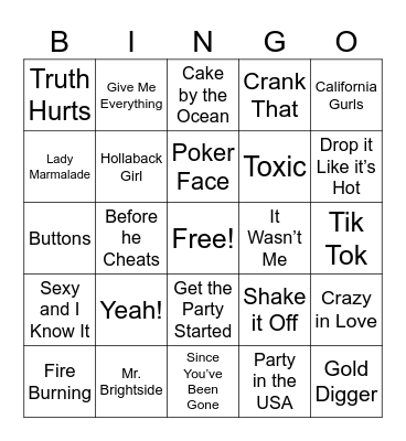 2000s Bingo Card