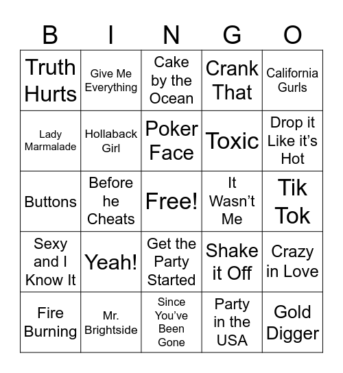 2000s Bingo Card