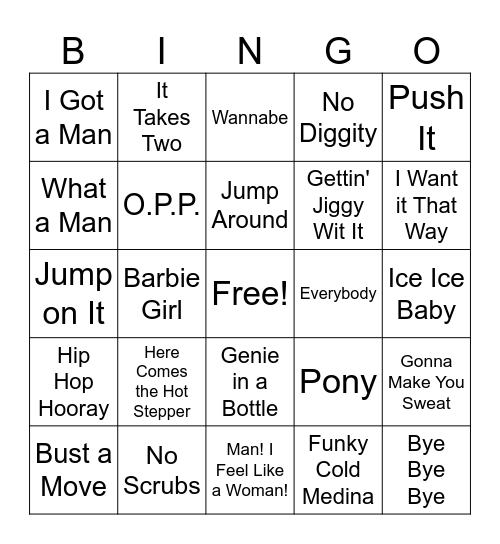 90s Bingo Card