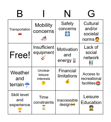 Barrier Bingo Card