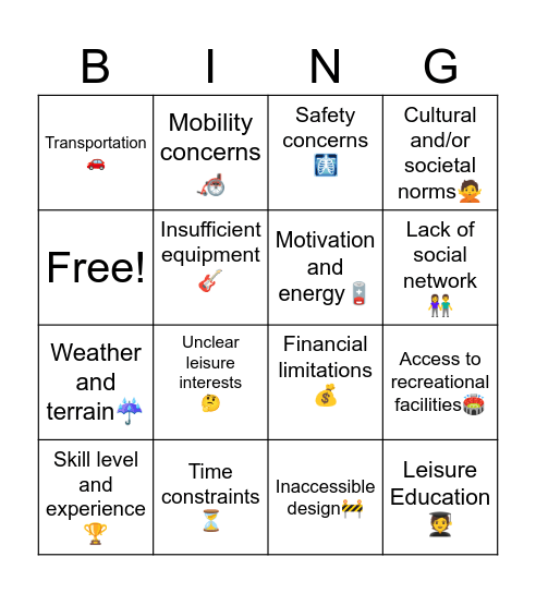 Barrier Bingo Card