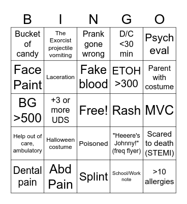 Halloween Bingo Card