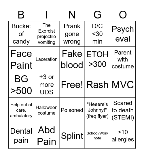 Halloween Bingo Card